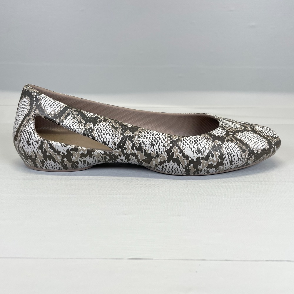 Crocs Sloane Ballet Flats Womens Size 5 Snake Print Slip On Casual Comfort Shoes